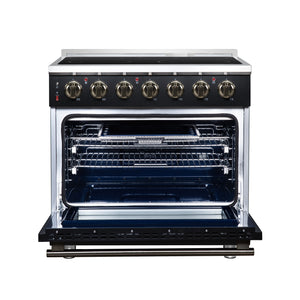 FORNO Massimo 36-Inch 5.36 cu. ft. Electric Range, 5 Radiant Elements, Convection Oven, Air Fryer, Black, FFSEL6020-36BLK