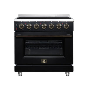 FORNO Massimo 36-Inch 5.36 cu. ft. Electric Range, 5 Radiant Elements, Convection Oven, Air Fryer, Black, FFSEL6020-36BLK
