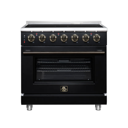 FORNO Massimo 36-Inch 5.36 cu. ft. Electric Range, 5 Radiant Elements, Convection Oven, Air Fryer, Black, FFSEL6020-36BLK