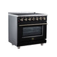 FORNO Massimo 36-Inch 5.36 cu. ft. Electric Range, 5 Radiant Elements, Convection Oven, Air Fryer, Black, FFSEL6020-36BLK