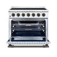 FORNO Massimo 36-Inch 5.36 cu. ft. Electric Range, 5 Radiant Elements, Convection Oven, Air Fryer, White, FFSEL6020-36WHT
