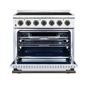 FORNO Massimo 36-Inch 5.36 cu. ft. Electric Range, 5 Radiant Elements, Convection Oven, Air Fryer, White, FFSEL6020-36WHT