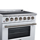 FORNO Massimo 36-Inch 5.36 cu. ft. Electric Range, 5 Radiant Elements, Convection Oven, Air Fryer, White, FFSEL6020-36WHT