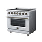 FORNO Massimo 36-Inch 5.36 cu. ft. Electric Range, 5 Radiant Elements, Convection Oven, Air Fryer, White, FFSEL6020-36WHT