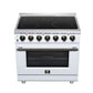 FORNO Massimo 36-Inch 5.36 cu. ft. Electric Range, 5 Radiant Elements, Convection Oven, Air Fryer, White, FFSEL6020-36WHT