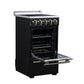 FORNO Pallerno 20" 2.05 cu.ft. Freestanding Electric Range with 4 Elements and Storage Drawer in Black with Antique Brass Accents, FFSEL6052-20BLK