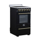 FORNO Pallerno 20" 2.05 cu.ft. Freestanding Electric Range with 4 Elements and Storage Drawer in Black with Antique Brass Accents, FFSEL6052-20BLK