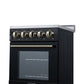FORNO Pallerno 20" 2.05 cu.ft. Freestanding Electric Range with 4 Elements and Storage Drawer in Black with Antique Brass Accents, FFSEL6052-20BLK