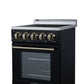 FORNO Pallerno 20" 2.05 cu.ft. Freestanding Electric Range with 4 Elements and Storage Drawer in Black with Antique Brass Accents, FFSEL6052-20BLK