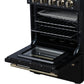 FORNO Loiano 24" 2.3 cu. ft. Freestanding Electric Range with 4 Element Burners, Storage Drawer and Air Fryer Kit in Black with Antique Brass Accents, FFSEL6069-24BLK