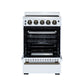 FORNO Loiano 24" 2.3 cu. ft. Freestanding Electric Range with 4 Element Burners, Storage Drawer and Air Fryer Kit in White with Antique Brass Accents, FFSEL6069-24WHT