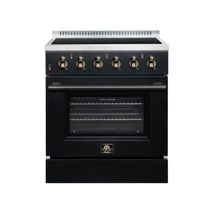 FORNO Galiano 30-Inch 4.32 cu. ft. Electric Range, 4 Radiant Elements, Convection Oven, Air Fryer, Black, FFSEL6083-30BLK