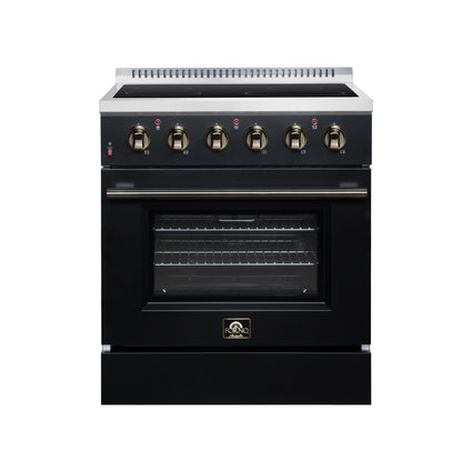 FORNO Galiano 30-Inch 4.32 cu. ft. Electric Range, 4 Radiant Elements, Convection Oven, Air Fryer, Black, FFSEL6083-30BLK