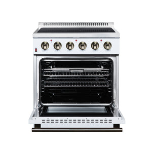 FORNO Galiano 30-Inch 4.32 cu. ft. Electric Range, 4 Radiant Elements, Convection Oven, Air Fryer, White, FFSEL6083-30WHT