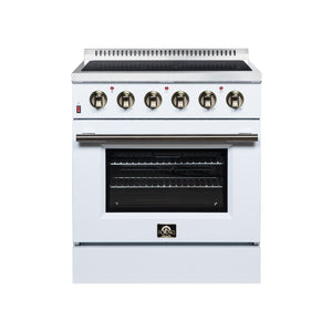 FORNO Galiano 30-Inch 4.32 cu. ft. Electric Range, 4 Radiant Elements, Convection Oven, Air Fryer, White, FFSEL6083-30WHT