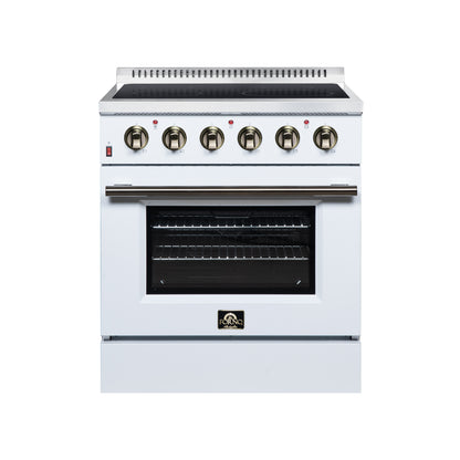 FORNO Galiano 30-Inch 4.32 cu. ft. Electric Range, 4 Radiant Elements, Convection Oven, Air Fryer, White, FFSEL6083-30WHT