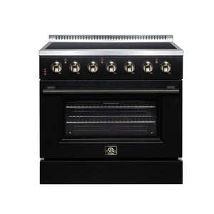 FORNO Galiano 36-Inch 5.36 cu. ft. Electric Range, 5 Radiant Elements, Convection Oven, Air Fryer, Black, FFSEL6083-36BLK