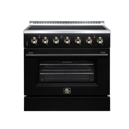 FORNO Galiano 36-Inch 5.36 cu. ft. Electric Range, 5 Radiant Elements, Convection Oven, Air Fryer, Black, FFSEL6083-36BLK