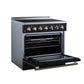 FORNO Galiano 36-Inch 5.36 cu. ft. Electric Range, 5 Radiant Elements, Convection Oven, Air Fryer, Black, FFSEL6083-36BLK