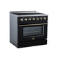 FORNO Galiano 36-Inch 5.36 cu. ft. Electric Range, 5 Radiant Elements, Convection Oven, Air Fryer, Black, FFSEL6083-36BLK