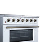 FORNO Galiano 36-Inch 5.36 cu. ft. Electric Range, 5 Radiant Elements, Convection Oven, Air Fryer, White, FFSEL6083-36WHT