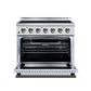 FORNO Galiano 36-Inch 5.36 cu. ft. Electric Range, 5 Radiant Elements, Convection Oven, Air Fryer, White, FFSEL6083-36WHT