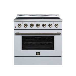 FORNO Galiano 36-Inch 5.36 cu. ft. Electric Range, 5 Radiant Elements, Convection Oven, Air Fryer, White, FFSEL6083-36WHT