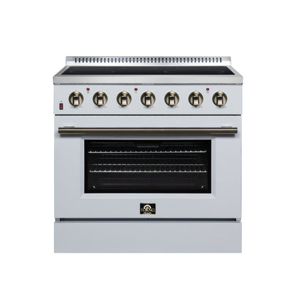 FORNO Galiano 36-Inch 5.36 cu. ft. Electric Range, 5 Radiant Elements, Convection Oven, Air Fryer, White, FFSEL6083-36WHT
