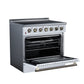 FORNO Galiano 36-Inch 5.36 cu. ft. Electric Range, 5 Radiant Elements, Convection Oven, Air Fryer, White, FFSEL6083-36WHT