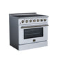 FORNO Galiano 36-Inch 5.36 cu. ft. Electric Range, 5 Radiant Elements, Convection Oven, Air Fryer, White, FFSEL6083-36WHT