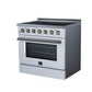 FORNO Galiano 36-Inch 5.36 cu. ft. Electric Range, 5 Radiant Elements, Convection Oven, Air Fryer, White, FFSEL6083-36WHT
