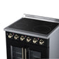 FORNO Galiano 30-Inch 4.32 cu. ft. Electric Range, 4 Radiant Elements, French Door, Convection Oven, Air Fryer, Black, FFSEL6917-30BLK