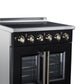 FORNO Galiano 30-Inch 4.32 cu. ft. Electric Range, 4 Radiant Elements, French Door, Convection Oven, Air Fryer, Black, FFSEL6917-30BLK