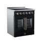 FORNO Galiano 30-Inch 4.32 cu. ft. Electric Range, 4 Radiant Elements, French Door, Convection Oven, Air Fryer, Black, FFSEL6917-30BLK