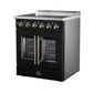 FORNO Galiano 30-Inch 4.32 cu. ft. Electric Range, 4 Radiant Elements, French Door, Convection Oven, Air Fryer, Black, FFSEL6917-30BLK