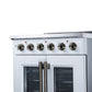 FORNO Galiano 30-Inch 4.32 cu. ft. Electric Range, 4 Radiant Elements, French Door, Convection Oven, Air Fryer, White, FFSEL6917-30WHT