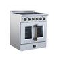 FORNO Galiano 30-Inch 4.32 cu. ft. Electric Range, 4 Radiant Elements, French Door, Convection Oven, Air Fryer, White, FFSEL6917-30WHT