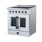 FORNO Galiano 30-Inch 4.32 cu. ft. Electric Range, 4 Radiant Elements, French Door, Convection Oven, Air Fryer, White, FFSEL6917-30WHT