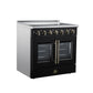 FORNO Galiano 36-Inch 5.36 cu. ft. Electric Range, 5 Radiant Elements, French Door, Convection Oven, Air Fryer, Black, FFSEL6917-36BLK