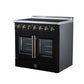 FORNO Galiano 36-Inch 5.36 cu. ft. Electric Range, 5 Radiant Elements, French Door, Convection Oven, Air Fryer, Black, FFSEL6917-36BLK