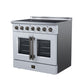 FORNO Galiano 36-Inch 5.36 cu. ft. Electric Range, 5 Radiant Elements, French Door, Convection Oven, Air Fryer, White, FFSEL6917-36WHT