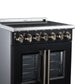FORNO Massimo 30-Inch 4.32 cu. ft. Electric Range, 5 Radiant Elements, French Door, Convection Oven, Air Fryer, Black, FFSEL6955-30BLK