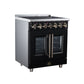 FORNO Massimo 30-Inch 4.32 cu. ft. Electric Range, 5 Radiant Elements, French Door, Convection Oven, Air Fryer, Black, FFSEL6955-30BLK