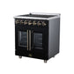 FORNO Massimo 30-Inch 4.32 cu. ft. Electric Range, 5 Radiant Elements, French Door, Convection Oven, Air Fryer, Black, FFSEL6955-30BLK