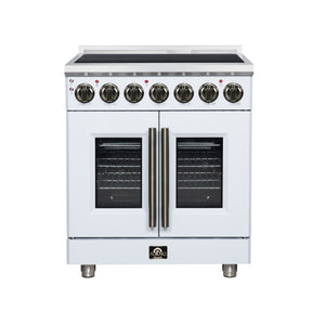 FORNO Massimo 30-Inch 4.32 cu. ft. Electric Range, 5 Radiant Elements, French Door, Convection Oven, Air Fryer, White, FFSEL6955-30WHT