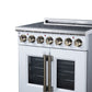 FORNO Massimo 30-Inch 4.32 cu. ft. Electric Range, 5 Radiant Elements, French Door, Convection Oven, Air Fryer, White, FFSEL6955-30WHT