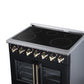 FORNO Massimo 36-Inch 5.36 cu. ft. Electric Range, 5 Radiant Elements, French Door, Convection Oven, Air Fryer, Black, FFSEL6955-36BLK