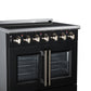 FORNO Massimo 36-Inch 5.36 cu. ft. Electric Range, 5 Radiant Elements, French Door, Convection Oven, Air Fryer, Black, FFSEL6955-36BLK