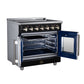 FORNO Massimo 36-Inch 5.36 cu. ft. Electric Range, 5 Radiant Elements, French Door, Convection Oven, Air Fryer, Black, FFSEL6955-36BLK