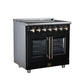 FORNO Massimo 36-Inch 5.36 cu. ft. Electric Range, 5 Radiant Elements, French Door, Convection Oven, Air Fryer, Black, FFSEL6955-36BLK